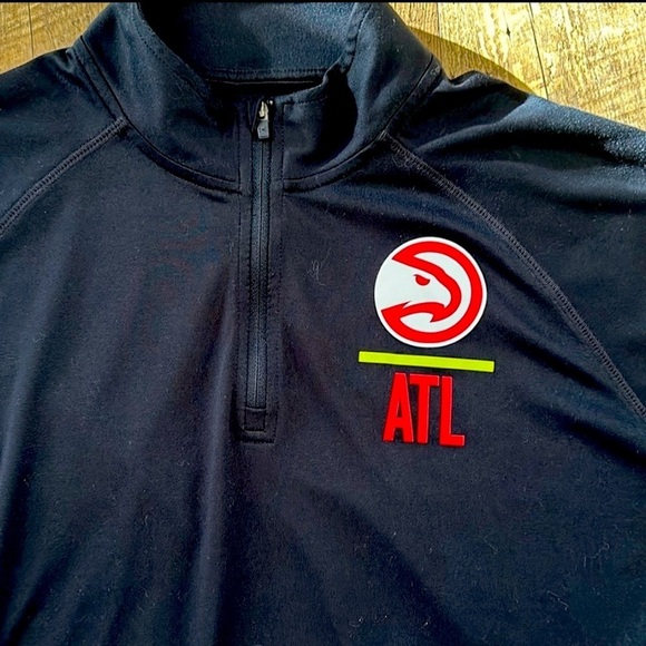 MENS MEDIUM UNDER ARMOUR WARM UP JACKET HEATGEAR NBA COMBINE ATL HAWKS BLACK - Picture 3 of 5